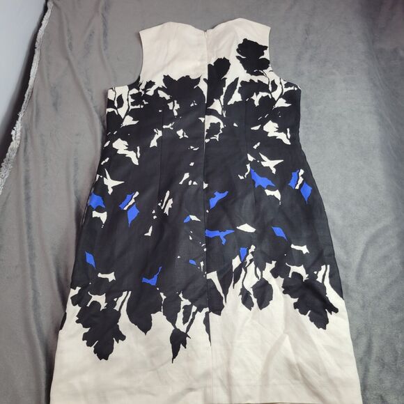 Taylor Dress Womens Size 10 Shift White Blue Floral Linen Silk Sleeveless Career - Picture 15 of 16